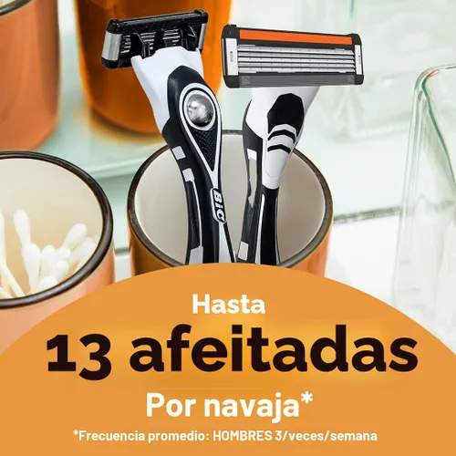 Vista 7 de BIC Flex 5 - Maquinillas de afeitar recargables de 5 cuchillas para hombre, cuidado personal navideño para un afeitado suave, 1 mango y 12