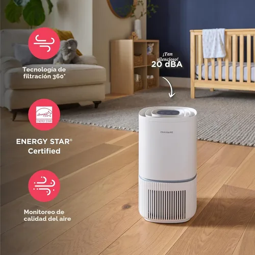 Vista 4 de Frigidaire PureA300 purificador de aire HEPA para dormitorios pequeños, cubre hasta 850 pies cuadrados, filtración de 3 etapas, certificación Energy