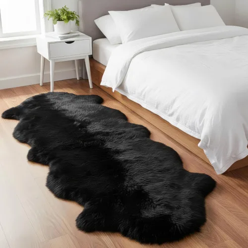 Vista 19 de Alfombra de Piel de Oveja Genuina Azul Playa de 2x3 pies, Alfombra de Acento de Piel Real Suave de Una Sola Piel para Silla, Funda de Asiento