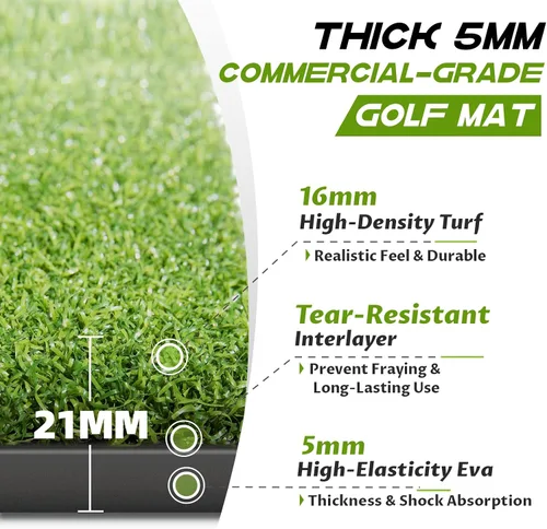Vista 2 de Bltend Golf Mat: 5x4ft & 5x5ft Heavy-Duty Golf Hitting Mats Practice Outdoor/Indoor, Elite Dense Artificial Turf Matt Training Aid for