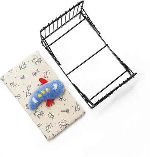 Vista 2 de Odoria 1/12 Miniatura Hierro Cama Dollhouse Muebles Accesorios, Negro