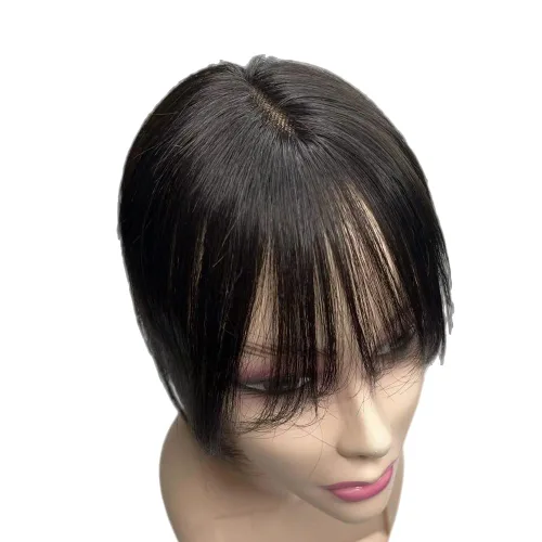 Vista 6 de Anemone Extensiones de cabello humano de encaje tejido a mano con clip en extensiones naturales brasileñas para mujer, cubierta recta para pérdida 7