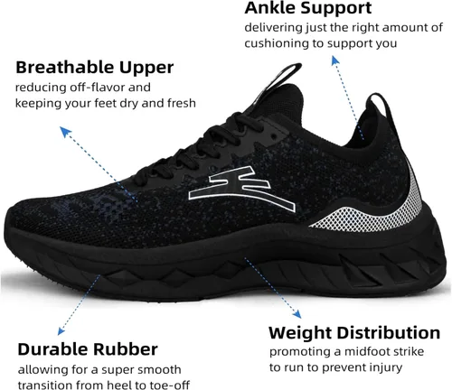 Vista 2 de Feethit Zapatos ligeros para caminar para mujer, transpirables, antideslizantes, para gimnasio, entrenamiento