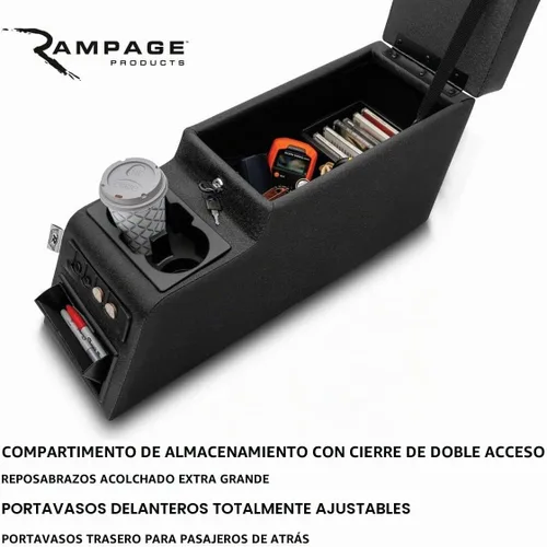 Vista 7 de Consola del centro de bloqueo de Rampage, Estándar, Denim Black Negro denin