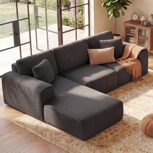 Vista 11 de Sofás seccionales sin estructura de 106 pulgadas para sala de estar, sofá modular en forma de L con asiento profundo de gran tamaño con chaise Beige