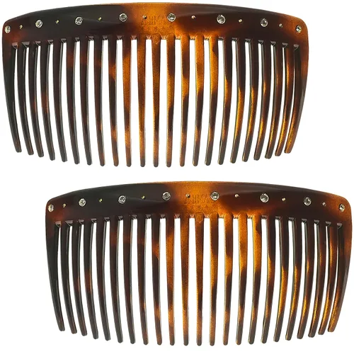 Vista 8 de Camila Paris CP3022 - Peines laterales franceses grandes, curvados, beige con torsión francesa para el cabello, decorativas, pinzas de sujeción