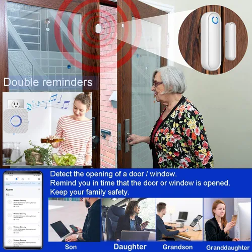 Vista 2 de Buscapersonas para Cuidadores con WiFi Alarmas de Puerta para Pacientes con Demencia con Aplicación para Teléfono, Alarma de Sensor de Puerta