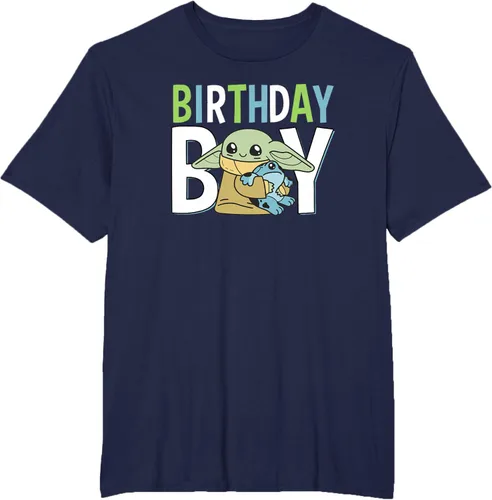Vista 12 de Star Wars: The Mandalorian Grogu Birthday Boy Hug Blue Green T-Shirt Negro