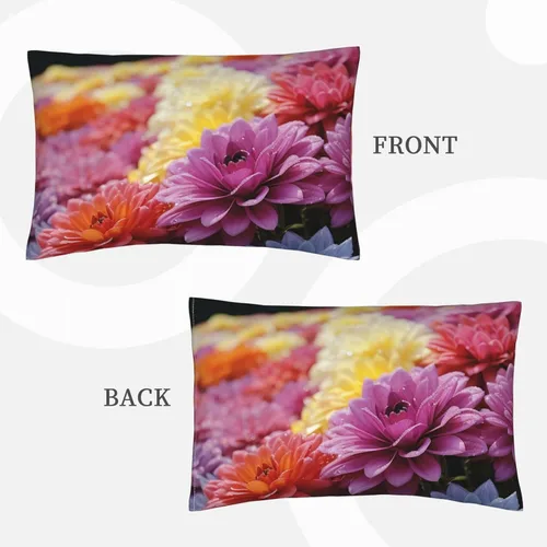 Vista 3 de Juego de 2 fundas de almohada, fundas de almohada de tamaño Queen con diseño de flores arcoíris para cabello y piel, fundas de almohada súper suaves