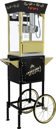 Vista 17 de Máquina de palomitas de maíz de 8 onzas con carrito y ruedas, máquina para hacer palomitas de maíz, estilo cine para el hogar, fiestas, Navidad, uso