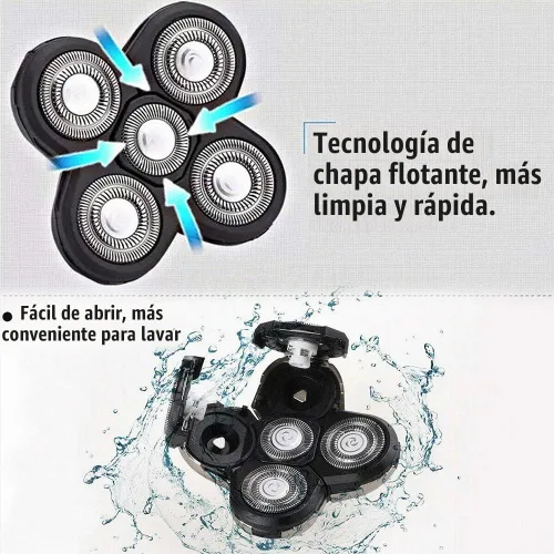 Vista 8 de 5 cabezales de afeitadora, 2 cabezales de afeitadora de repuesto para maquinilla de afeitar eléctrica, afeitadora calva, cabeza de afeitadora