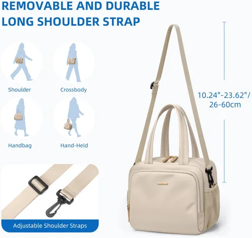 Vista 3 de Loncheras aisladas para mujer, ligeras, acolchadas, impermeables, reutilizables, para el trabajo, picnic, viajes, albaricoque