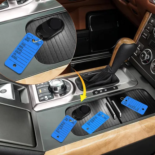 Vista 6 de Gersoniel 500 etiquetas para llaves con etiquetas, etiquetas para llaves de concesionario de automóviles con anillos, etiquetas en blanco
