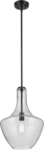 Vista 5 de Kichler Everly - Lámpara colgante de 11.25 pulgadas con 1 luz, diseño de vidrio fantasía transparente en níquel cepillado