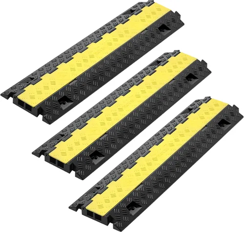 Vista 11 de VEVOR Rampa Protectora de Cables, 2 Canales, Capacidad de 22000 libras/eje, Cubierta Resistente de Cables de Alambre de TPU, Protector de Manguera