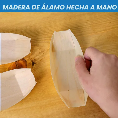 Vista 4 de RebEarth - Botes de bambú para servir, 100 unidades, 7 pulgadas para tacos y aperitivos