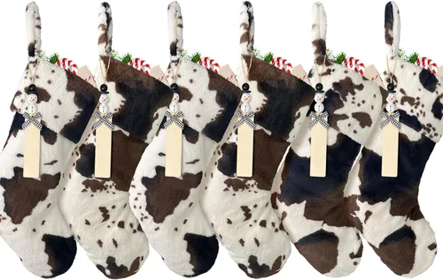 Vista 15 de Medias de Navidad de felpa personalizadas, paquete de 1 unidad, medias de Navidad grandes de piel bordada de 20 pulgadas, medias personalizadas