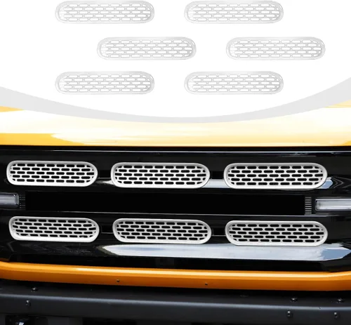 Vista 11 de RAZPOY Para insertos de parrilla de malla Bronco, 6 piezas de cubierta protectora de rejilla frontal con clip compatible con accesorios exteriores