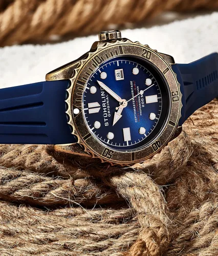 Vista 3 de Stuhrling Original - Reloj suizo automático para hombre con correa de goma