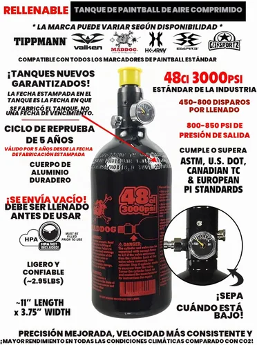 Vista 5 de Maddog Tippmann TMC MAGFED Paintball Gun Marker & Accessory Starter Packages Marker, 48ci/3000psi Compressed Air Tank, Mask, Hopper, Pods, Harness