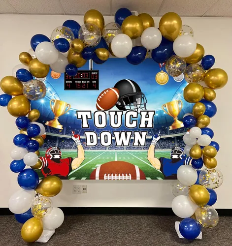 Vista 5 de Football Party Backdrop Touch Down Sports Match Medal Trophy Football Field Photography Background Kids Adults Boys Football Sports Themed Birthday