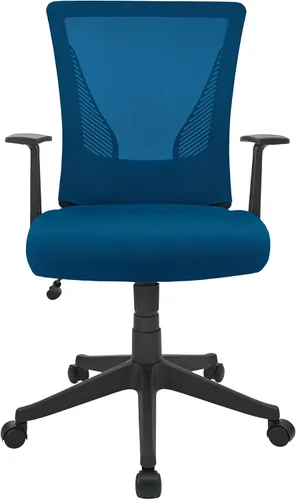Vista 4 de Realspace® Radley Silla de trabajo de malla y tela con respaldo medio, color azul intenso