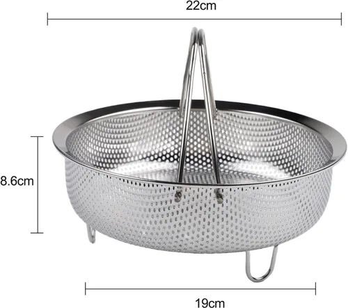 Vista 7 de 304 Stainless Steel Vegetable Steamer Basket, Foldable Insert for Pot & Pressure Cooker, 14-24cm Wide Steaming Rack for Fish Eggs, Dishwasher Safe(L)