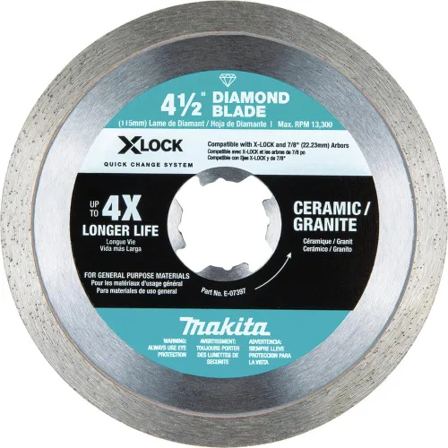 Vista 4 de Makita E-12647 X-Lock 4-1/2" Diamond Blade Paquete variado para corte de mampostería, 3/pc