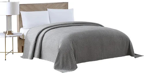 Vista 9 de Beatrice Home Fashions Colcha de chenilla Channel, King, color azul