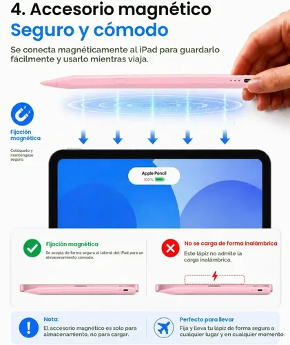Vista 7 de Lápiz óptico para iPad 2018-2026 con estuche para lápices, carga rápida Rosa