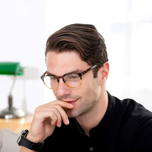 Vista 7 de Gafas de lectura K Kenzhou para el ordenador, con bloqueo de luz azul, gafas ligeras para mujer, paquete de 2 unidades (negro/amarillo)