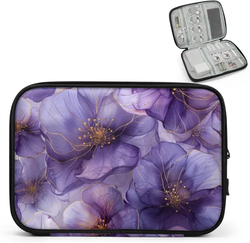 Vista 24 de Flowers Electronics - Funda organizadora de viaje, accesorios tecnológicos, bolsa de almacenamiento de cables para cables, cargador, teléfono, disco