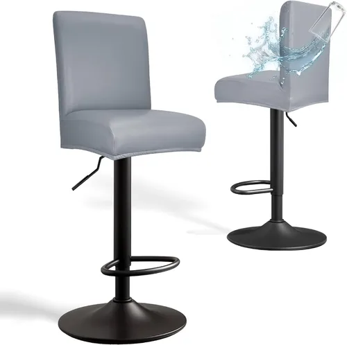 Vista 24 de Fundas de Cuero PU para Taburete de Bar con Respaldos, Paquete de 2 Fundas Elásticas Impermeables para Sillas de Taburete de Bar, Fundas Lavables
