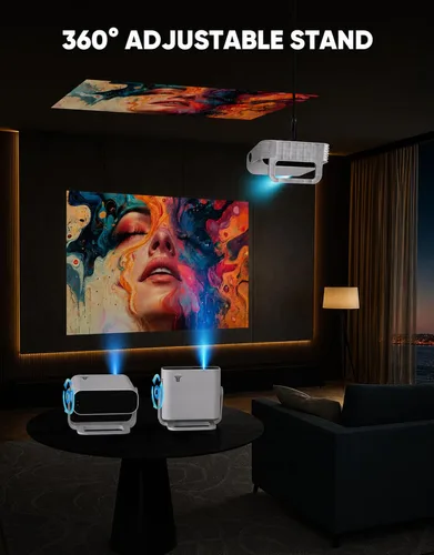 Vista 5 de Projector Mini Smart, with Wifi and Bluetooth, 220 ANSI 1080P HD, Built-in Apps, Portable Outdoor Bedroom Movie Projector, for Phone, Android TV