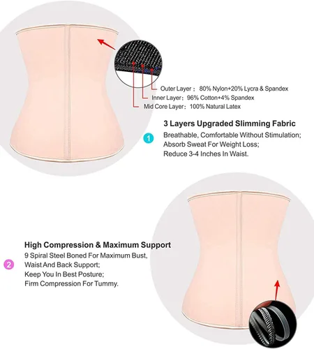 Vista 5 de YIANNA Underbust Corsé deportivo modelador de figura de látex para mujer
