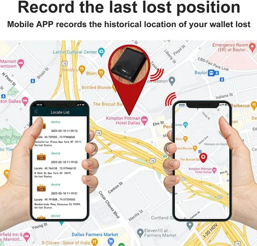 Vista 5 de Anti-perdida Bluetooth Carteras Tracker Billetera Posición Registro Vía Teléfono GPS Carteras Para Hombre Billeteras Bifold Cuero, B-Negro-2