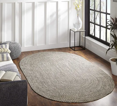 Vista 51 de BNM - Alfombra ovalada bohemia para interiores y exteriores con patrón trenzado sólido, perfecta para patio trasero, patio, oficina, sala de estar