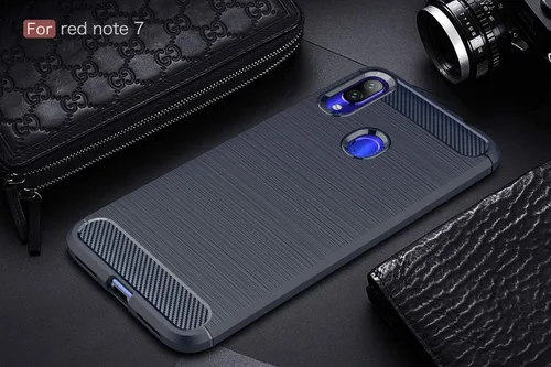 Vista 13 de Funda compatible con Xiaomi Redmi Note 7, fibra de carbono absorción de choque Slim Case (negro)