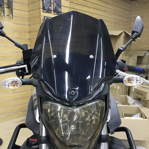 Vista 6 de GLoyer Motorcycle Windshield Windscreen Compatible with MT-03 MT03 MT 03 FZ-03 FZ03 FZ 03 2016 2017 2018 2019 Double Bubble Windshield Wind Black