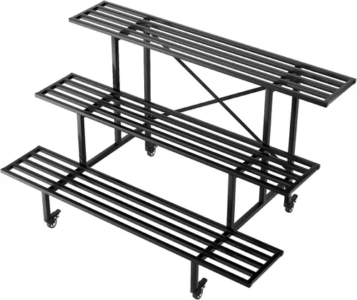 Vista 14 de Zhongma - Soporte de planta de metal resistente de 2 niveles con ruedas