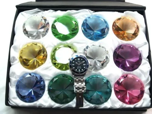 Vista 2 de Enorme zafiro ámbar esmeralda cristal diamante conjunto 12 2.362 in