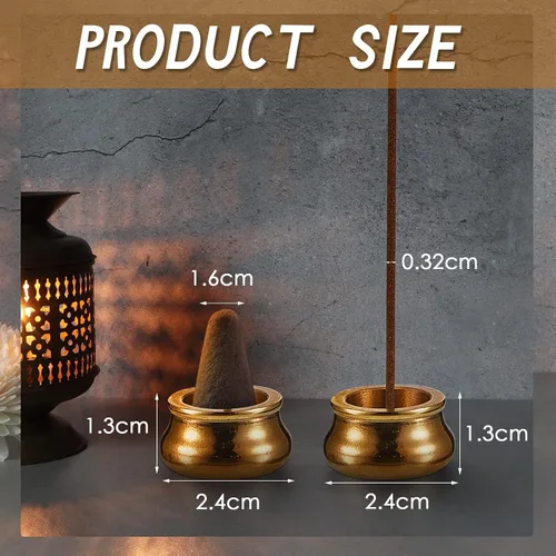Vista 2 de Suclain 6 piezas de soporte para quemador de incienso, mini quemador de incienso, soporte de latón para palitos de metal dorado para meditación