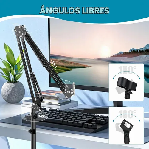 Vista 4 de BILIONE - Soporte de micrófono para estudio, podcast, grabación, transmisión
