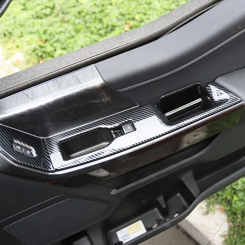Vista 4 de Cubierta de Panel de Interruptor de Ventana de Puerta Delantera Interior de Fibra de Carbono para Ford F150 2021+ Accesorios de Decoración