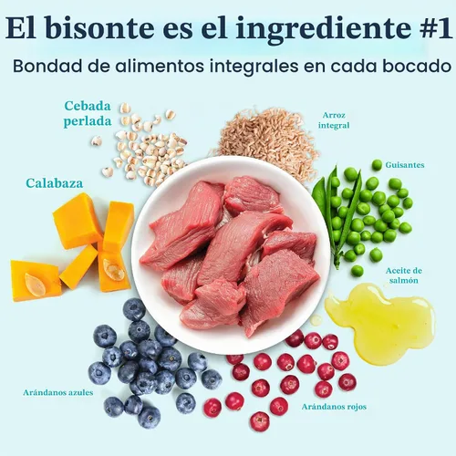 Vista 3 de Solid Gold Toy & Small Breed Dog Food Dry Small Bites - Alimento para perros de grano entero de bisonte - Croquetas saludables para perros con alta