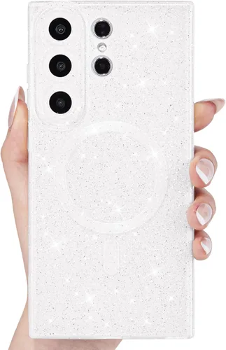 Vista 17 de Svanove Funda magnética con purpurina para Samsung Galaxy S22, compatible con Magsafe Cute, brillante, brillante, estética, dura y brillante