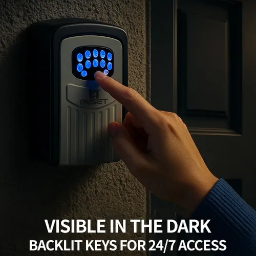 Vista 3 de RESET -104 Caja de bloqueo de llave Bluetooth – Resistente a la intemperie, IPX5, construcción de metal duradero, teclado retroiluminado, código