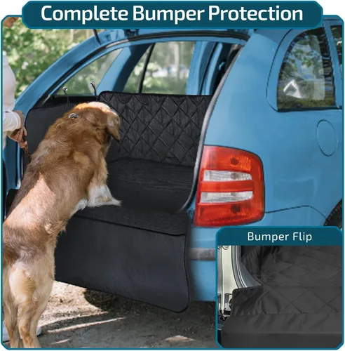 Vista 7 de Veckle SUV Cargo Liner para perros - Funda para maletero con protector de solapa para parachoques Waterproof Pet Cargo Cover with Side Flaps, Dog