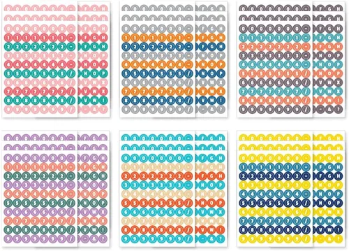 Vista 11 de Monolike Juego de calcomanías de alfabeto de algodón de azúcar + números, 12 calcomanías de diseño, 36 hojas en total