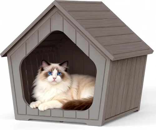 Vista 13 de VIXZEN Casa para gatos al aire libre resistente a la intemperie, diseño de mesa auxiliar multifuncional, casas para gatos con garra para gatos al